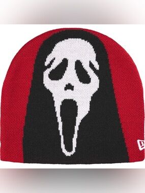 Supreme New Era Red & Black Ghostface Scream Mask Beanie Brand New